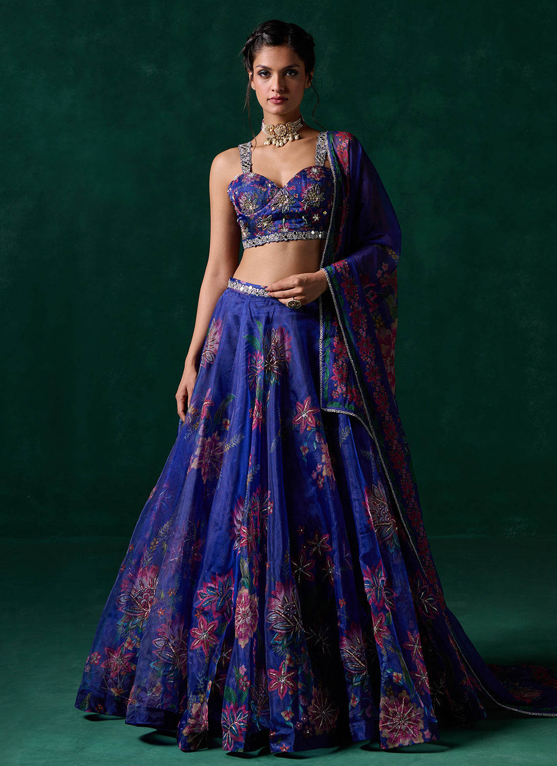 Royal blue fashion lehenga