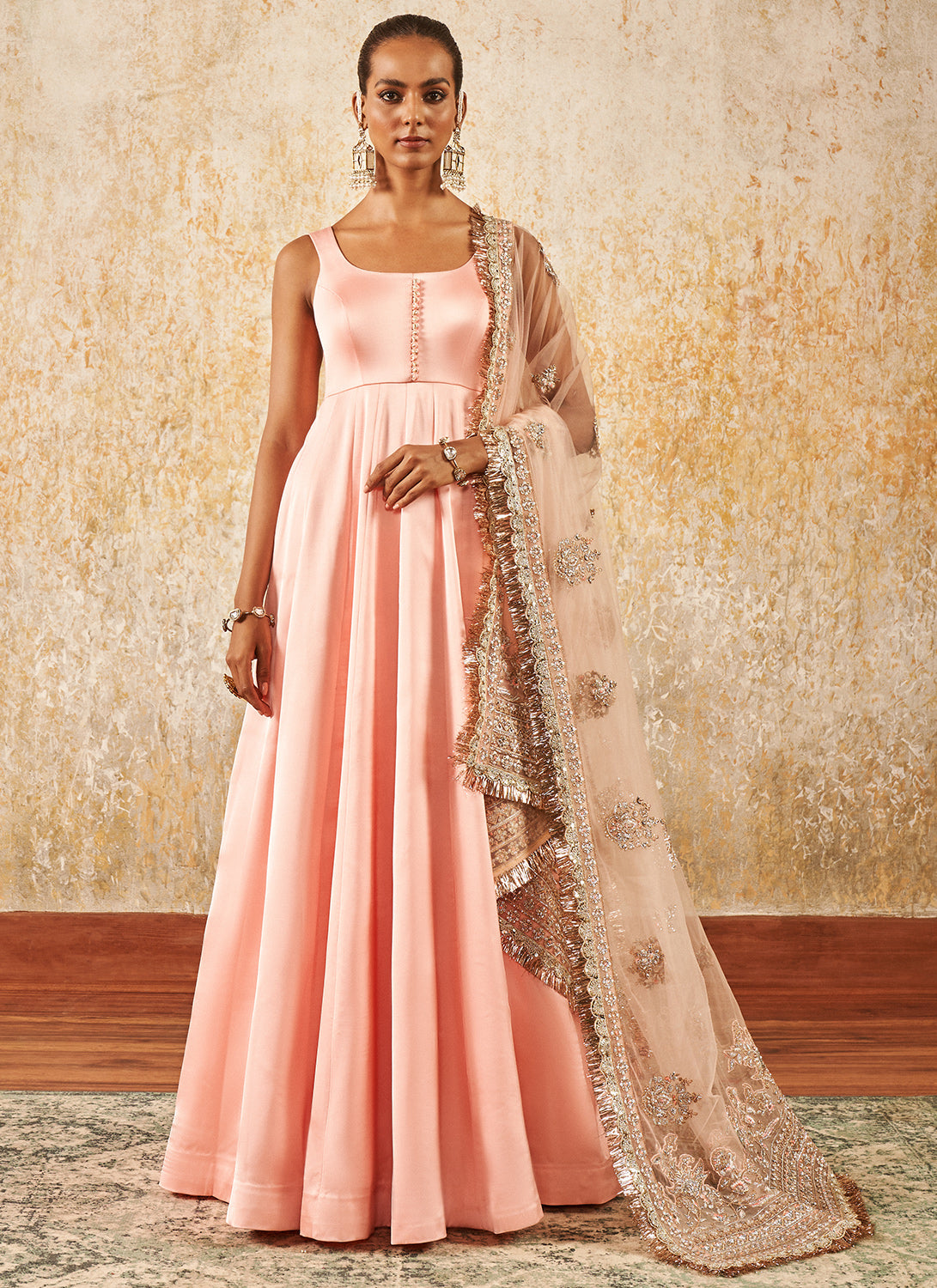 Blush pink embroidered dress best sale