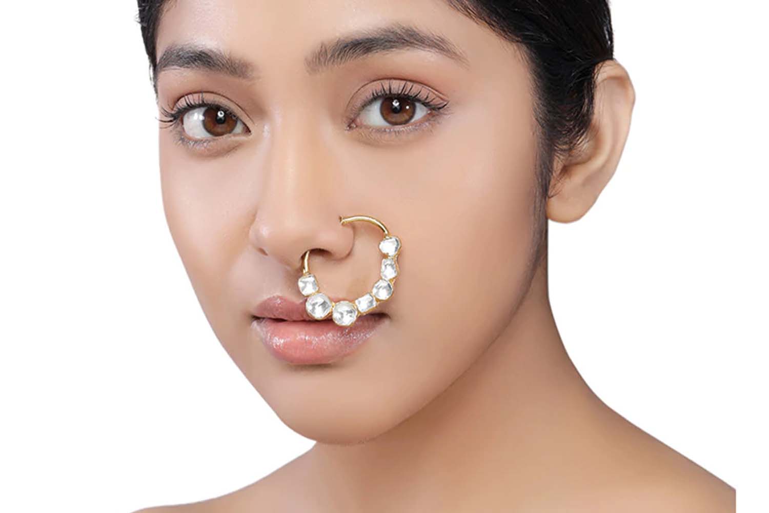 Buy VAMA Women Gold Plated Metal Pressing Type Nose Ring Pin Stud Online at  Best Prices in India - JioMart.