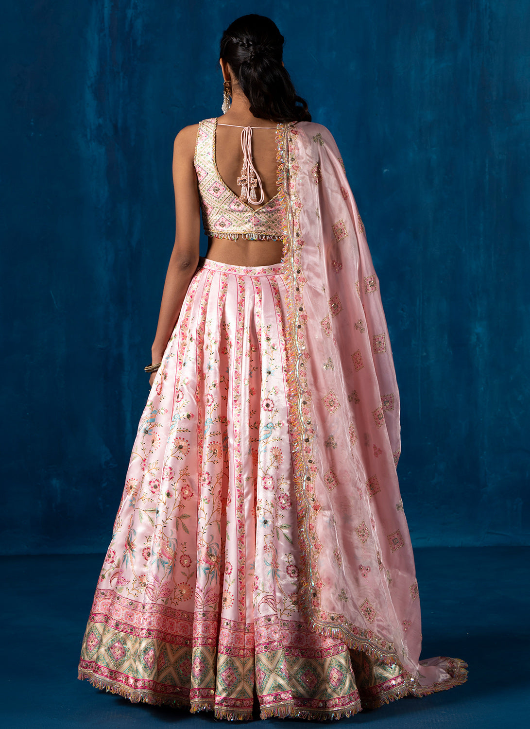 Light Pink Multicolor Embroidered Lehenga