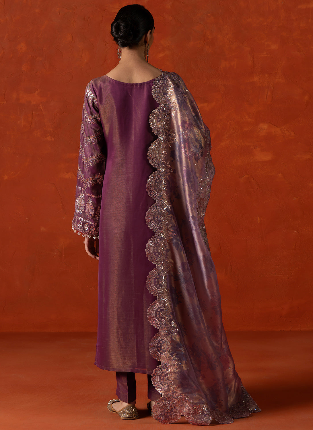 Dusty Violet Embroidered Straight Suit