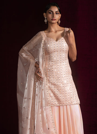 Blush Embroidered Sharara Suit