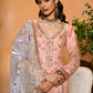 Peach and Maroon Embroidered Straight Suit