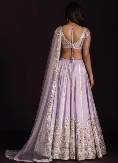 Lavender Mirror Embroidered Lehenga