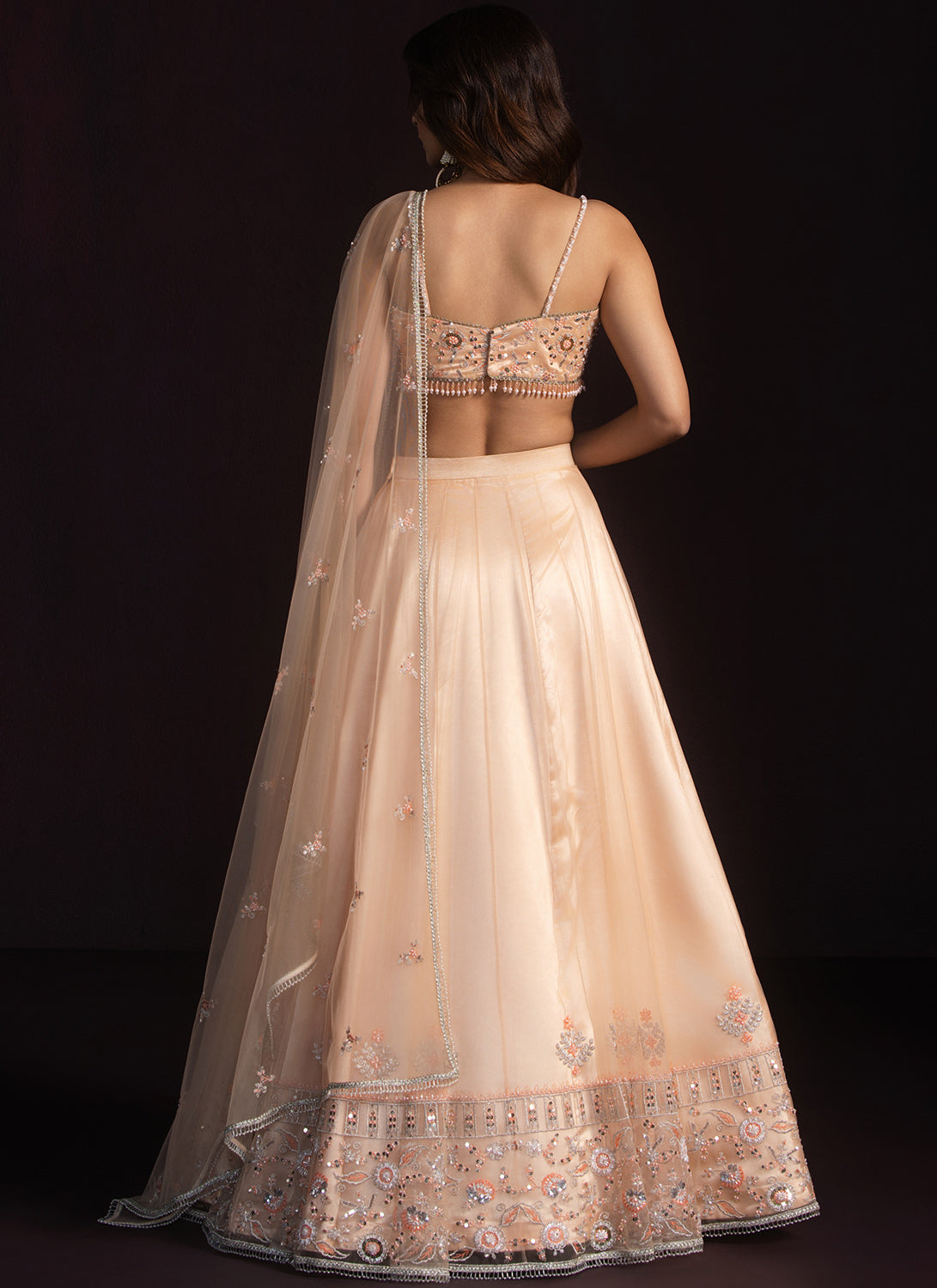 Soft Blush Embroidered Net Lehenga