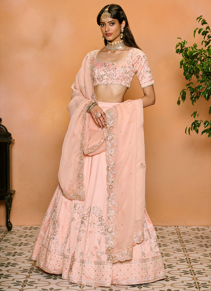 Blush Embroidered Silk Lehenga