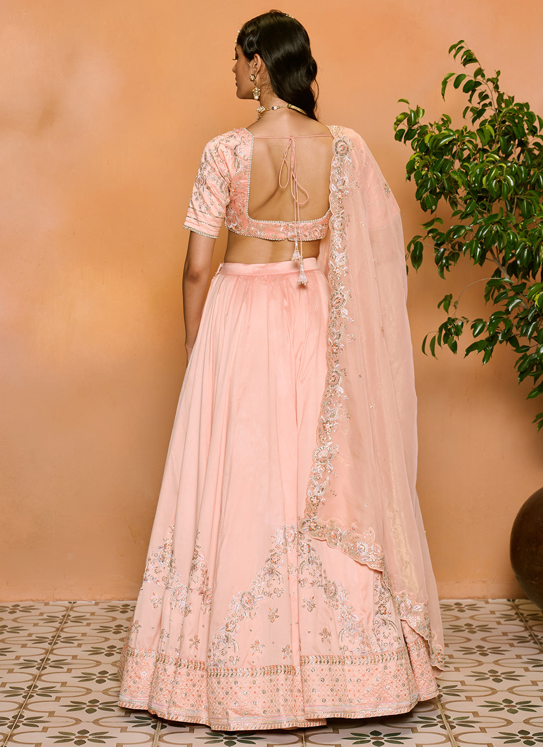 Blush Embroidered Silk Lehenga