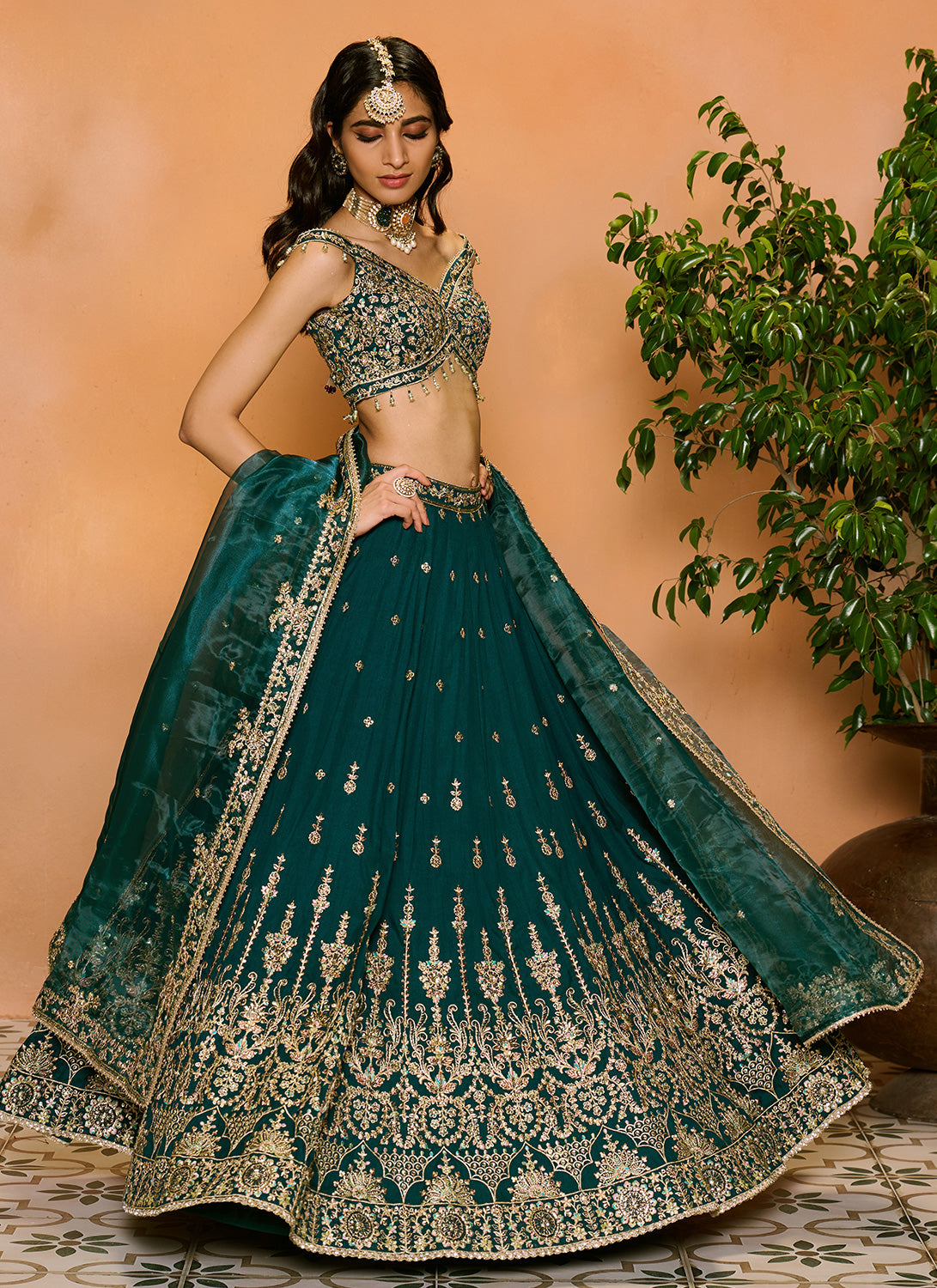 Teal Green Lehenga Choli hotsell Ready to Wear Free Shipping