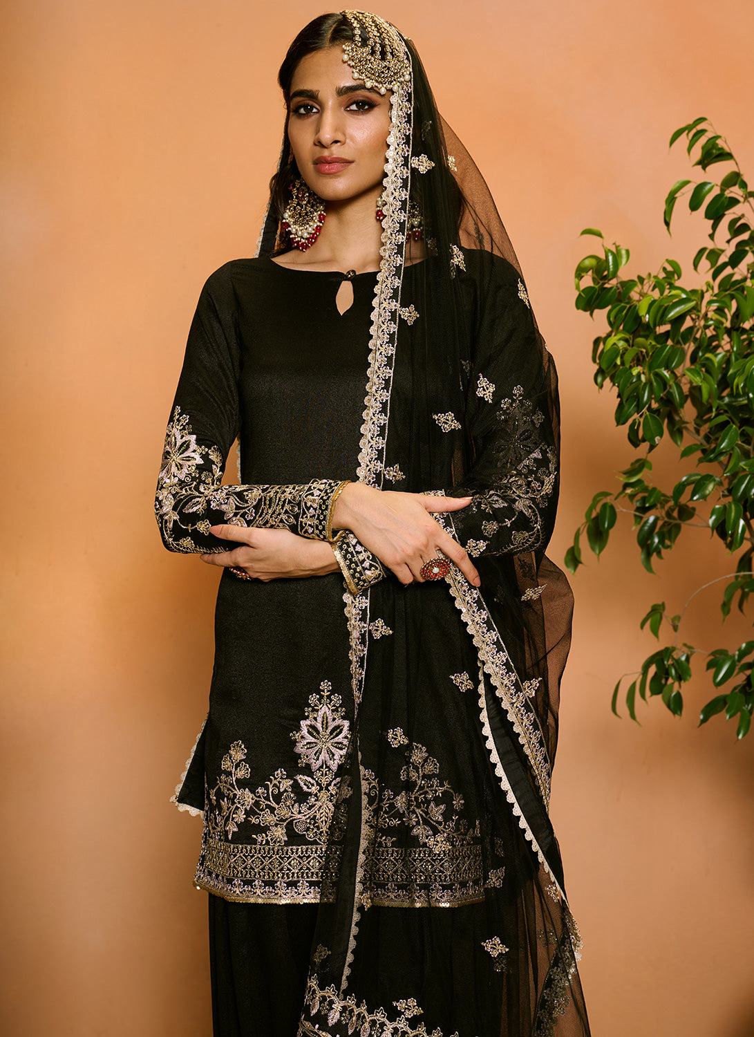 Black Embroidered Punjabi Suit