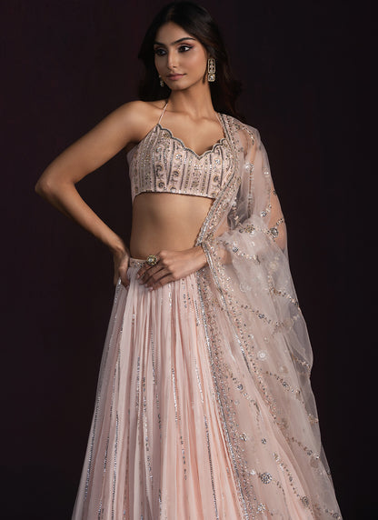 Blush Embroidered Georgette Lehenga