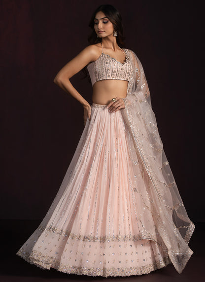 Blush Embroidered Georgette Lehenga