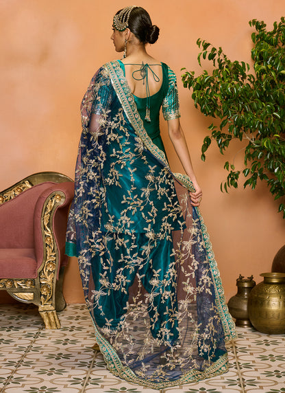 Teal Green Embroidered Patiala Suit