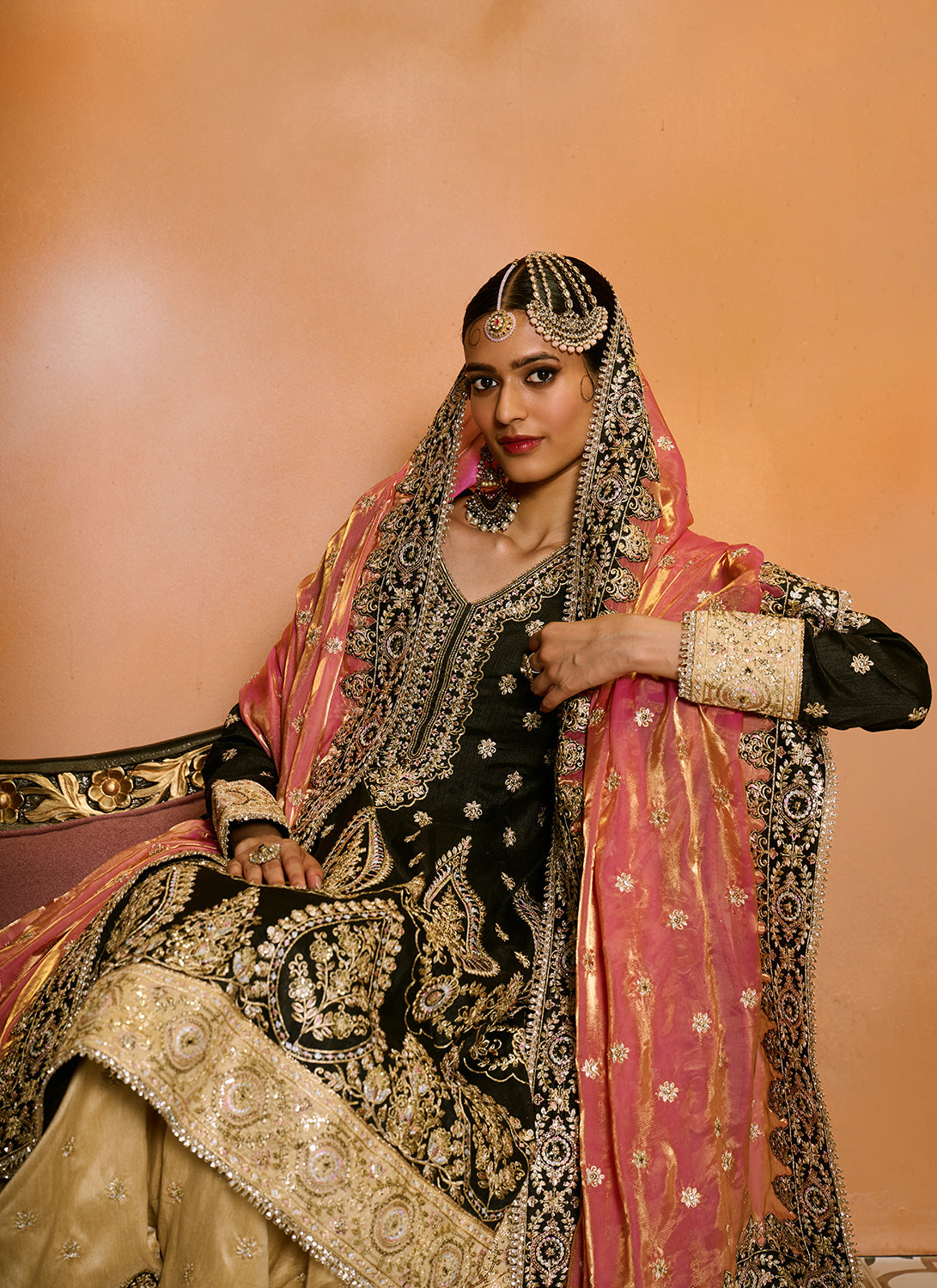 Black Multicolor Embroidered Punjabi Suit