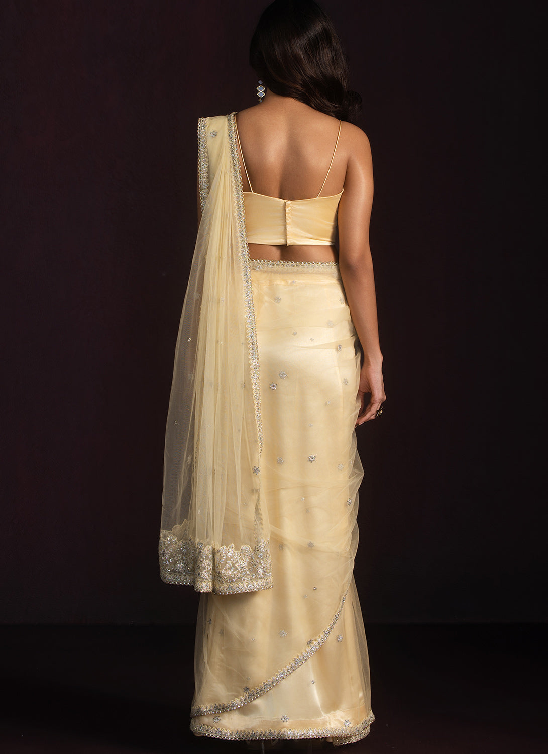 Yellow Embroidered Corset Style Saree