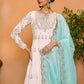 Off White Embroidered Anarkali Style Punjabi Suit