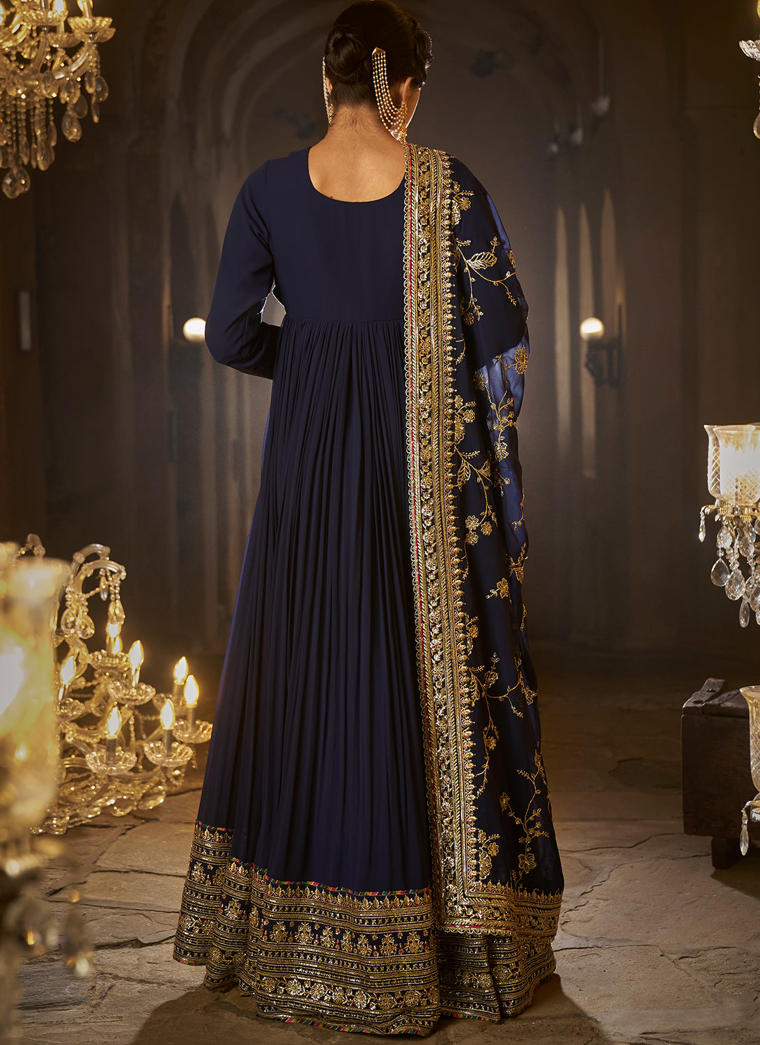 Navy blue embroidered dress hotsell