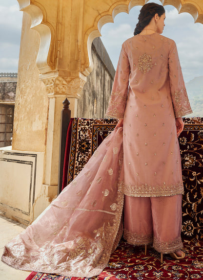 Dusty Pink Embroidered Palazzo Suit