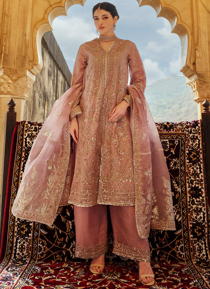 Dusty Pink Embroidered Palazzo Suit