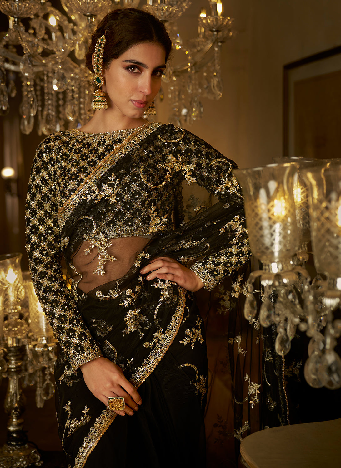 Bollywood Partywear Black Saree In Georgette SF223NX – ShreeFashionWear