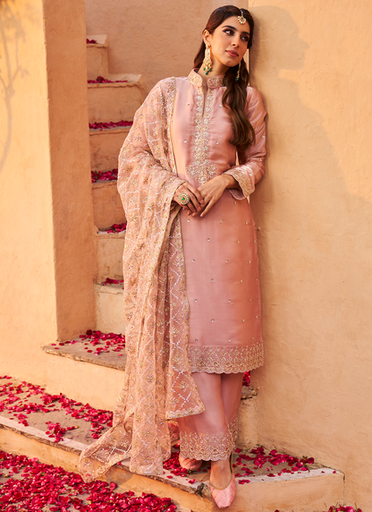 Blush Pink Embroidered Palazzo Suit