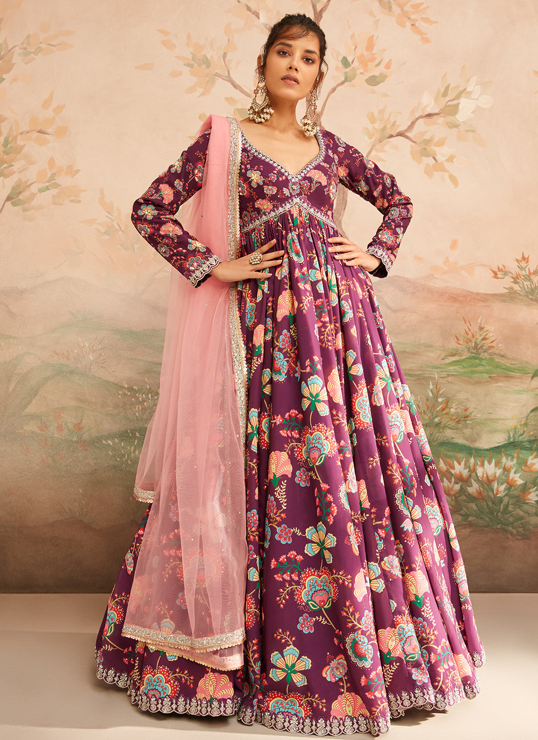 Wine anarkali outlet suits