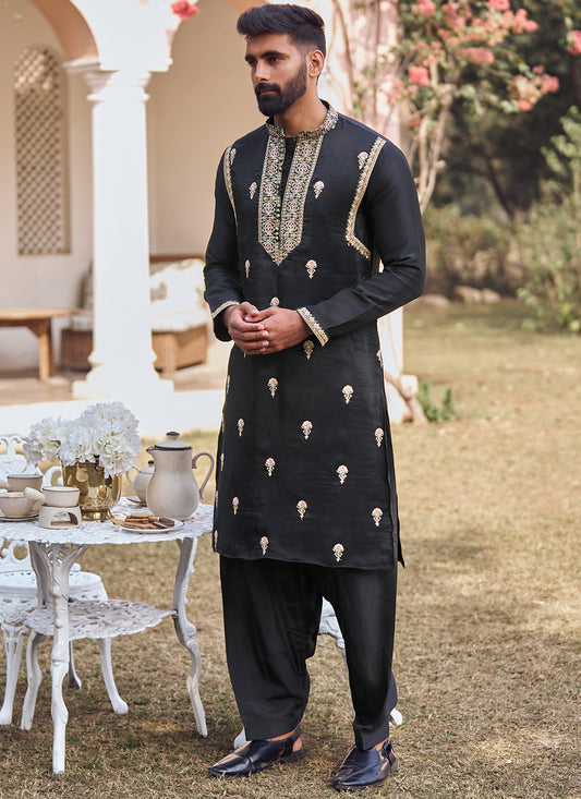 Latest Fashion Black Salwar Kameez Ethnic Designer Kurta Plazo Pant Suit  Dresses