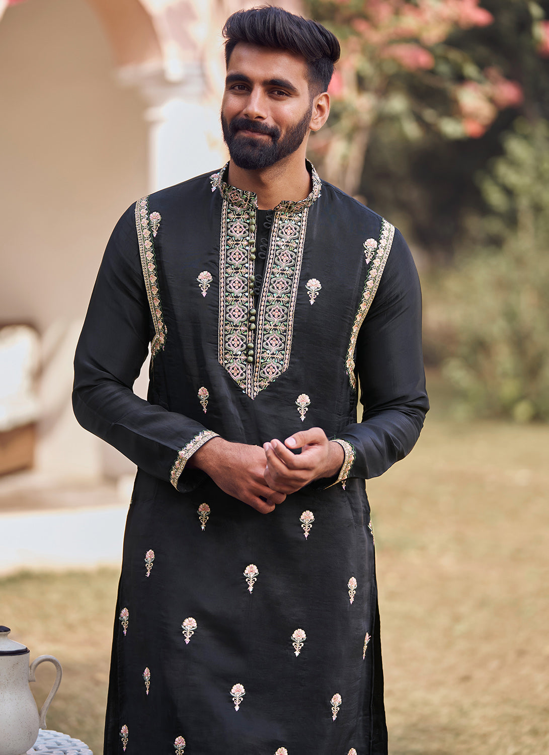 Kurta waistcoat and online pyjama set