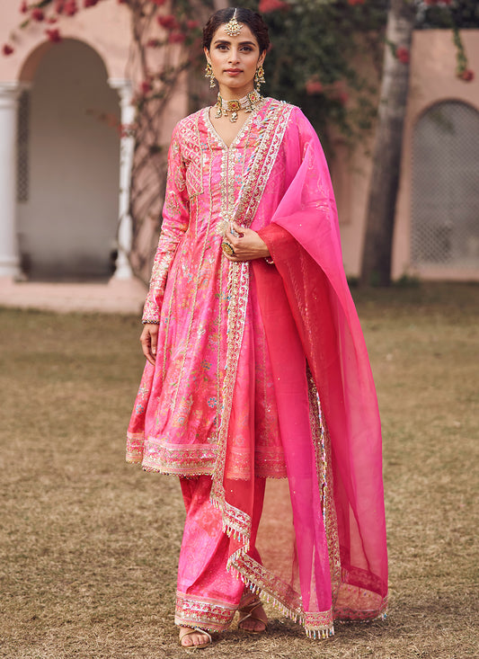 Ganga Honey Pista With Peach Print Silk Satin Printed Designer Salwar Suit  at best price in Ludhiana