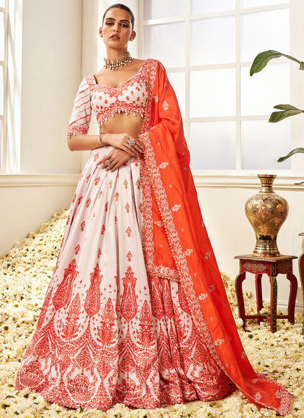 Buy Sabyasachi Inspired Red bridal silk lehenga choli in UK, USA and Canada