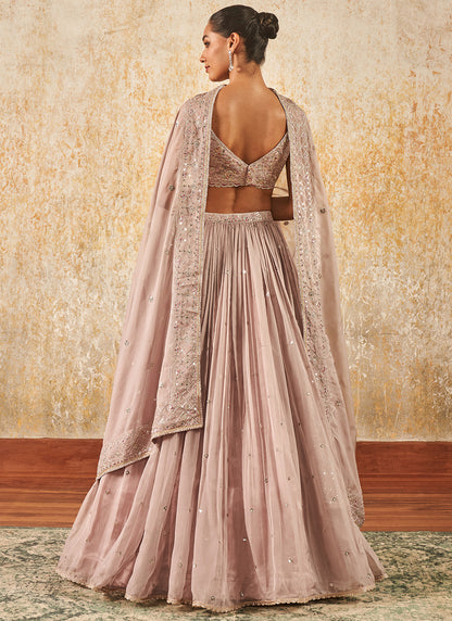 Dusty Pink Embroidered Lehenga