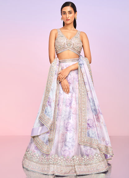 Lavender Floral Embellished Lehenga