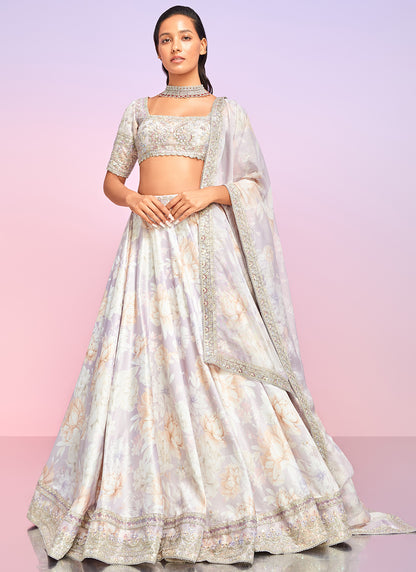 Dusty Lavender Floral Embellished Lehenga