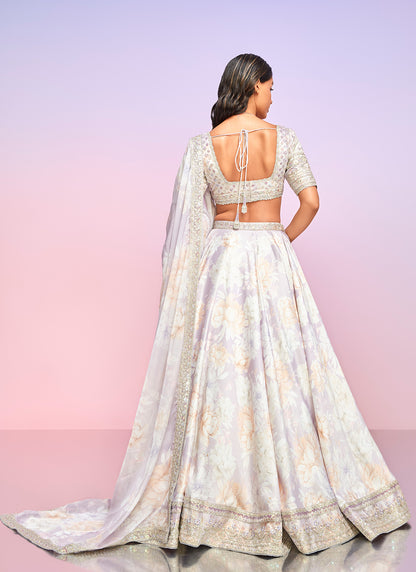 Dusty Lavender Floral Embellished Lehenga