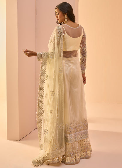 Soft Yellow Embroidered Sharara Suit