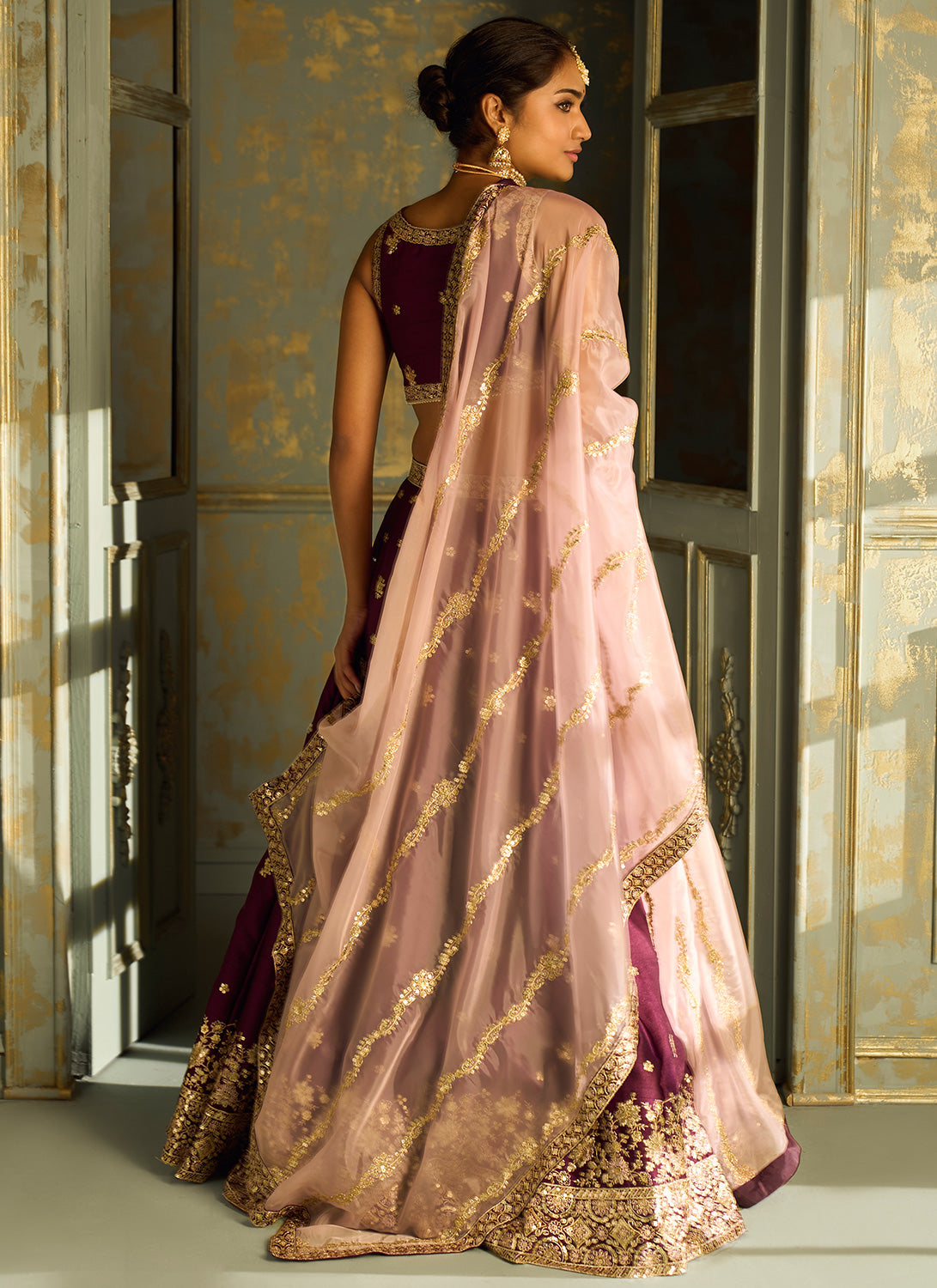 Diwali Lehenga choli dupatta silk gotapatti bandhani bridal wedding indian  women | eBay