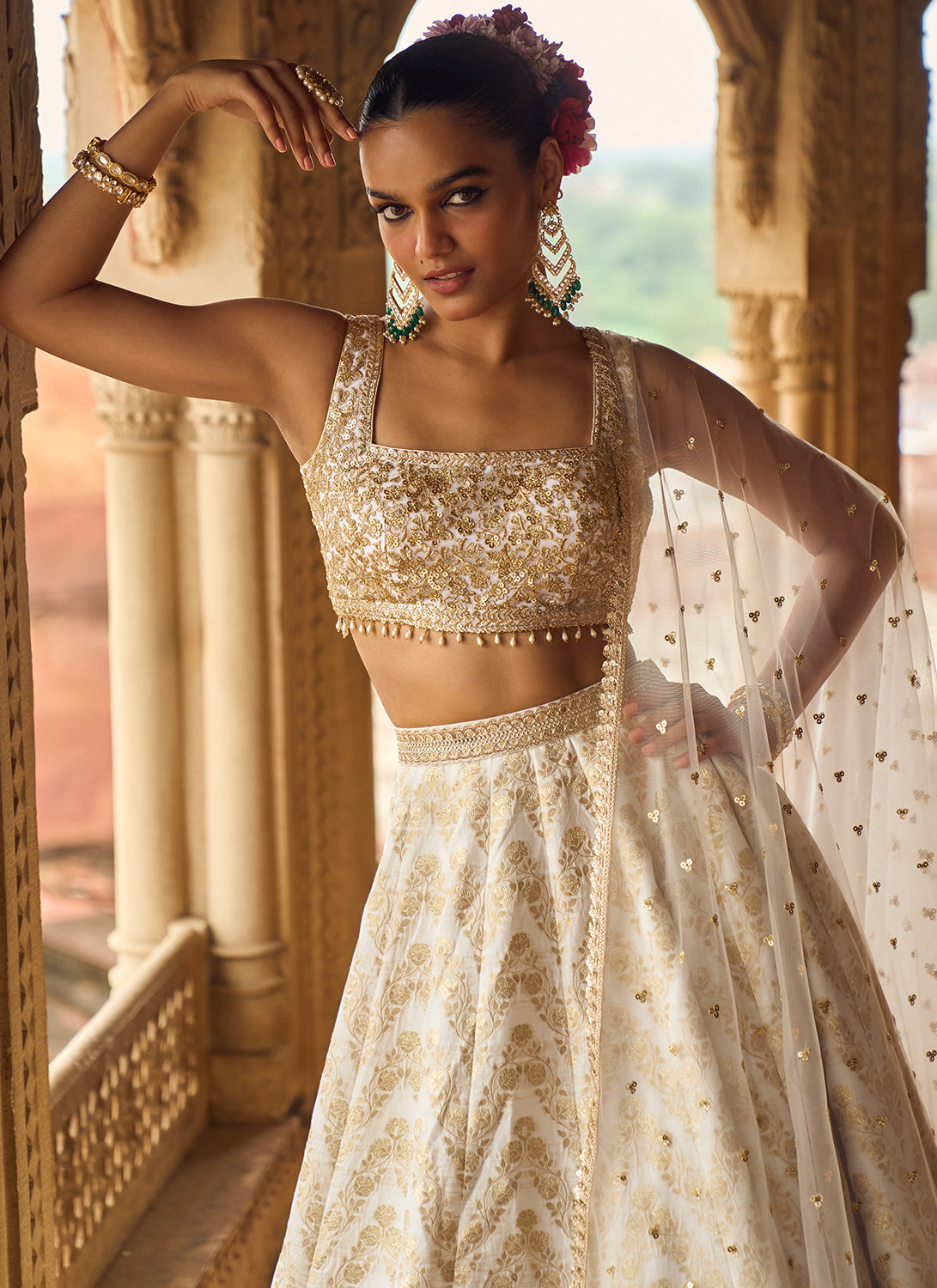 Off White Applique Embroidered Blouse And Lehenga With Dupatta | Payal  Singhal – KYNAH