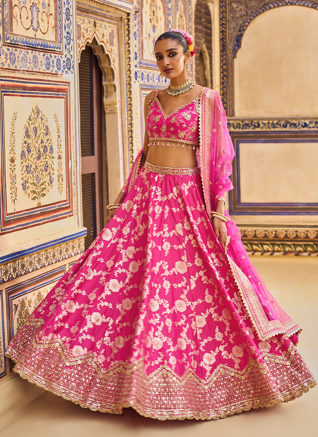 Brocade Lehenga Choli With Net Dupatta Manufacturer Supplier from Lucknow  India