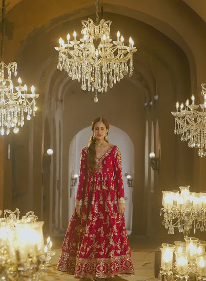 Hot Pink Embroidered Anarkali