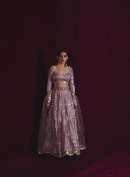 Soft Mauve Embroidered Lehenga