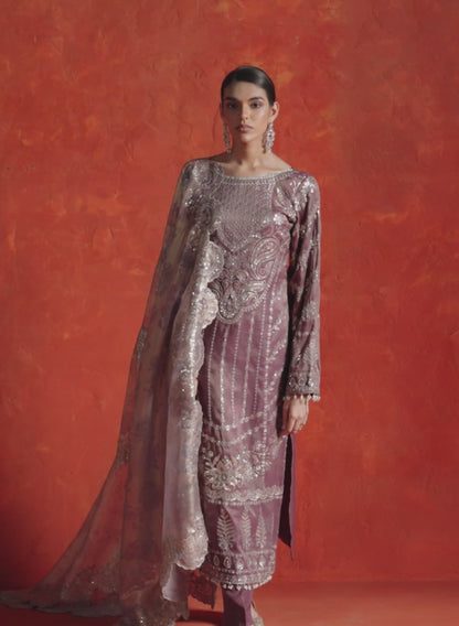 Dusty Violet Embroidered Straight Suit