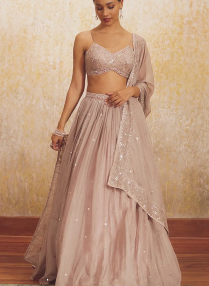 Dusty Pink Embroidered Lehenga