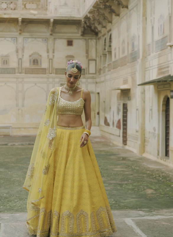 Gold Brocade Silk Lehenga