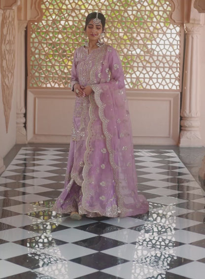 Dusty Purple Embroidered Sharara