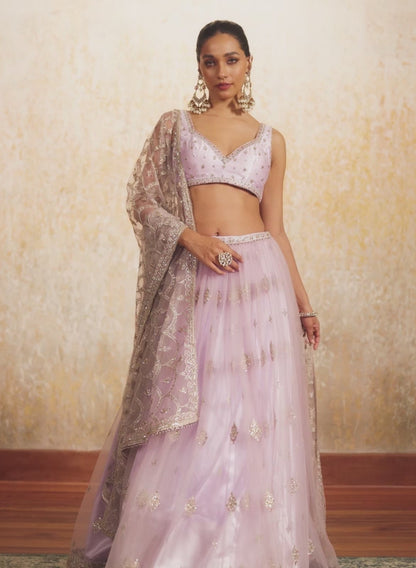 Lilac Embroidered Lehenga