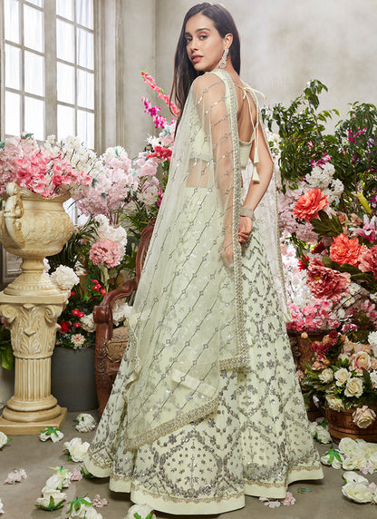 Light Dusty Green Embroidered Lehenga