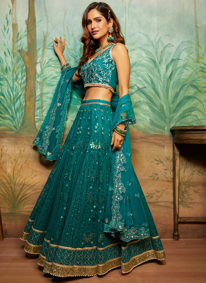 Green Indo western Lehenga Choli at Rs.4999/Piece in haldwani offer by  Manglam Sarees