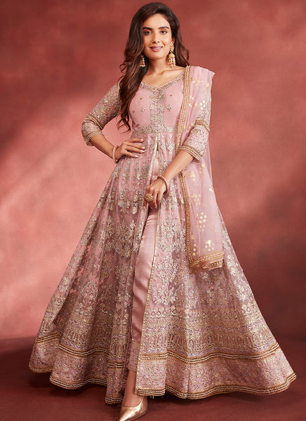 Elegant Pink Anarkali Dress- Rent