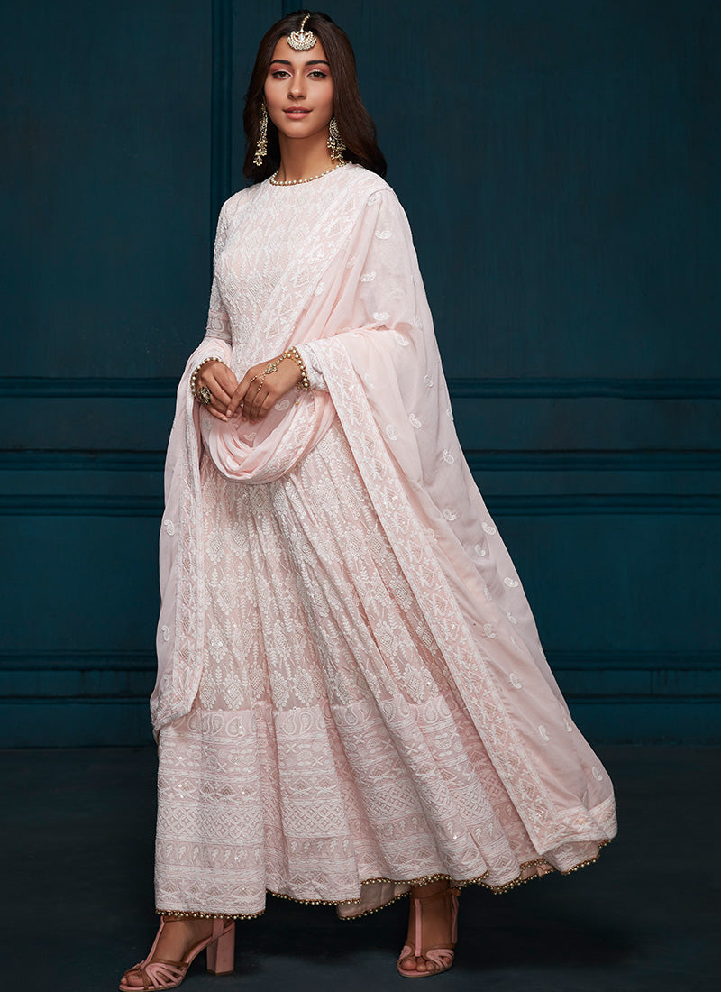 Light pink anarkali store suit