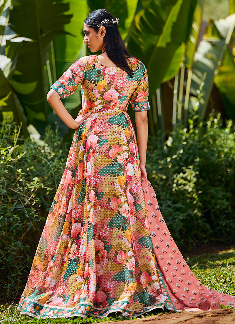 Floral print 2024 anarkali suits