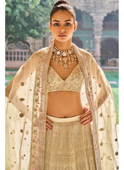 Dusty Mint Organza Lehenga